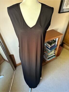 Stillwater Black Siro Modal Maxi Dress High Slit Beach Coverup - Small